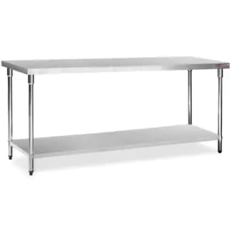 Mesa de Acero Inoxidable 210 x 70 cm con Estante | Flamemax HWT-2-721R