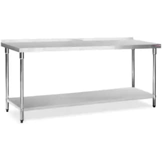 Mesa de Acero Inoxidable 210 x 70 cm Lisa con Zócalo 2.1 x 0.7m | Flamemax HWT-2-721RP