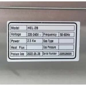 Etiqueta Datos tecnicos Camara Fermentadora 12 Bandejas Flamemax HEL-2B