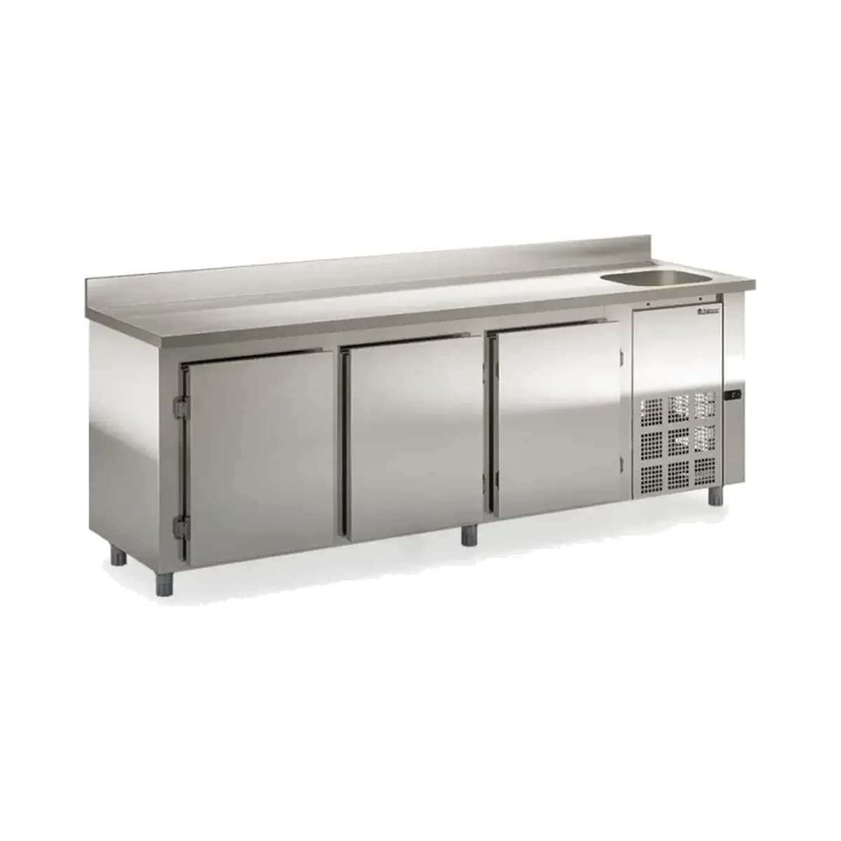 Bajo Mostrador Refrigerado 2,5 m con Pileta Gelopar GBFE-250CD, vista frontal