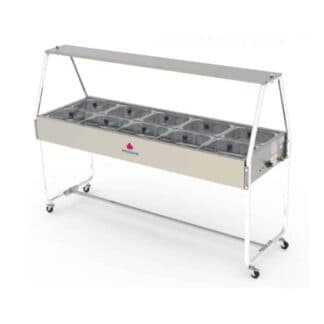 Mesa 10 cubas de calor tapa de vidrio | Progas PRB-10GN