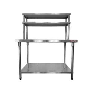 Mesa de Acero Inoxidable 120 x 70 cm con Doble Estante Aéreo | Flamemax HWT-2-712TD