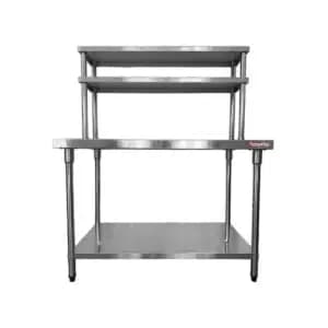Mesa de Acero Inoxidable 120 x 70 cm con Doble Estante Aéreo | Flamemax HWT-2-712TD