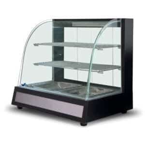 Vitrina Sobre Mostrador Caliente Vidrio Curvo Templado Flamemax HW-827 Baudin Equipamientos