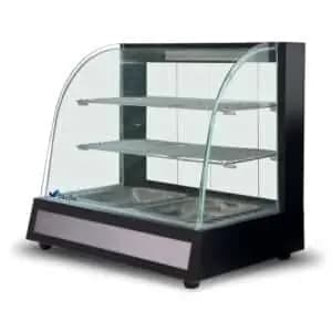 Vitrina Sobre Mostrador Caliente Vidrio Curvo Templado Flamemax HW-827 Baudin Equipamientos
