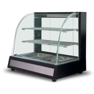 Vitrina Sobre Mostrador Caliente Vidrio Curvo Templado Flamemax HW-827 Baudin Equipamientos