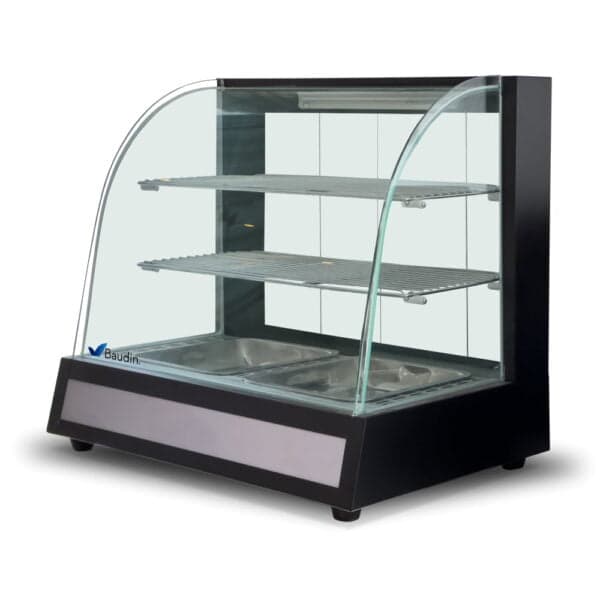Vitrina Sobre Mostrador Caliente Vidrio Curvo Templado Flamemax HW-827 Baudin Equipamientos