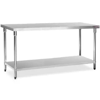 Mesa de Acero Inoxidable 180 x 70 cm con estante | Flamemax 718R
