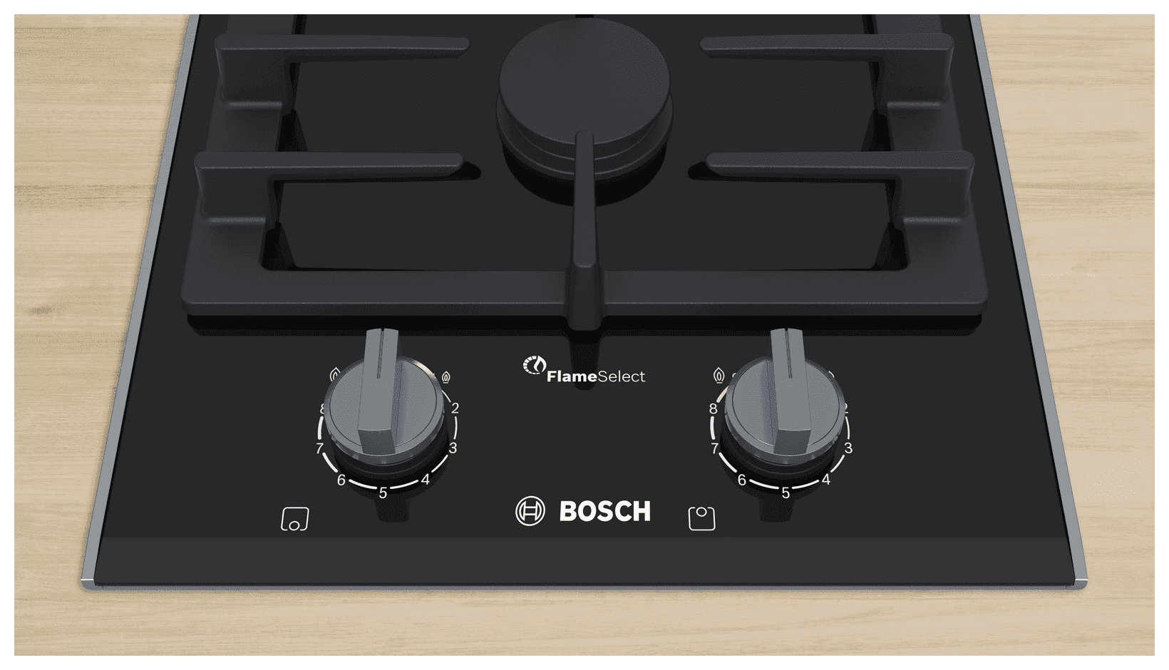 Anafe a gas Bosch PRB3A6B70 2 quemadores vitrocerámico FlameSelect