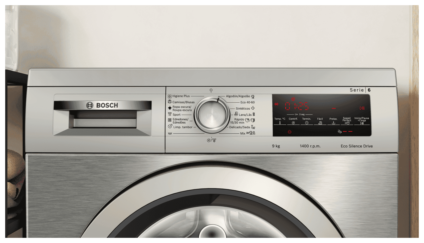 Lavarropas Bosch WUU28T6KES 9 kg 1400 rpm acero inoxidable