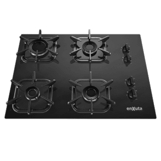 Anafe de Empotrar con 4 Hornallas a Gas Negro con Hierro Fundido - Brasil - Enxuta