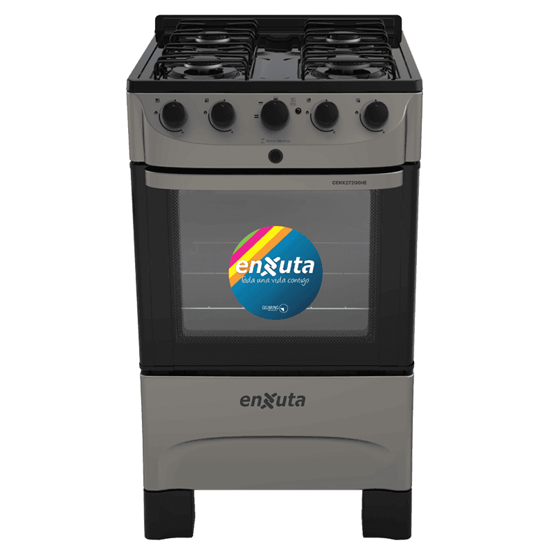 Cocina combinada Enxuta CENX27200HET titanio 4 hornallas horno eléctrico