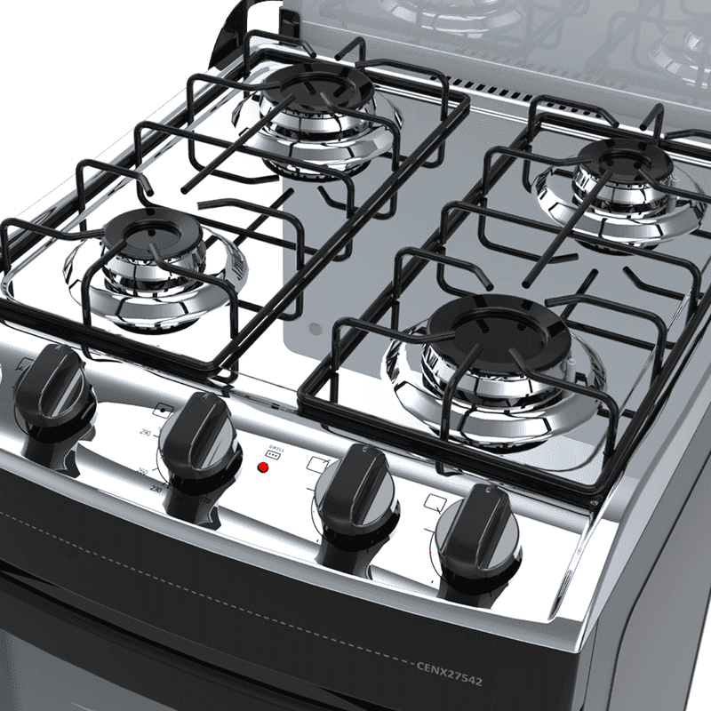 Cocina supergas Enxuta CENX27542NG-1 4 quemadores con grill y mesada inox