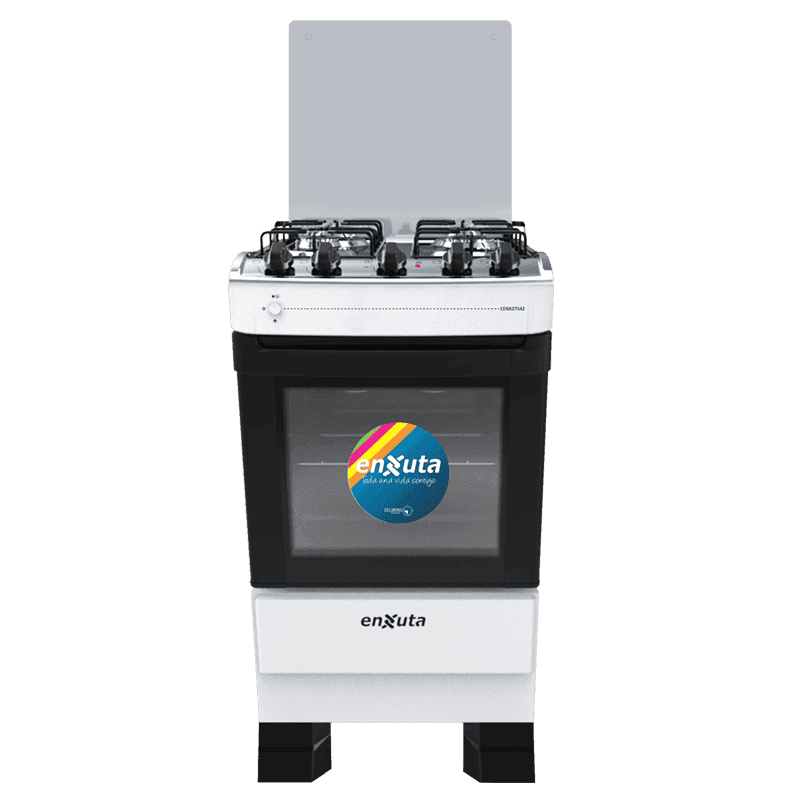 Cocina 4 hornallas Enxuta CENX27542W-1 mesada acero inoxidable