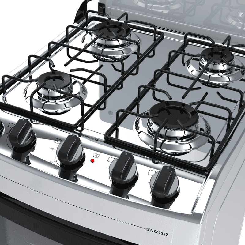 Cocina 4 hornallas Enxuta CENX27542W-1 mesada acero inoxidable