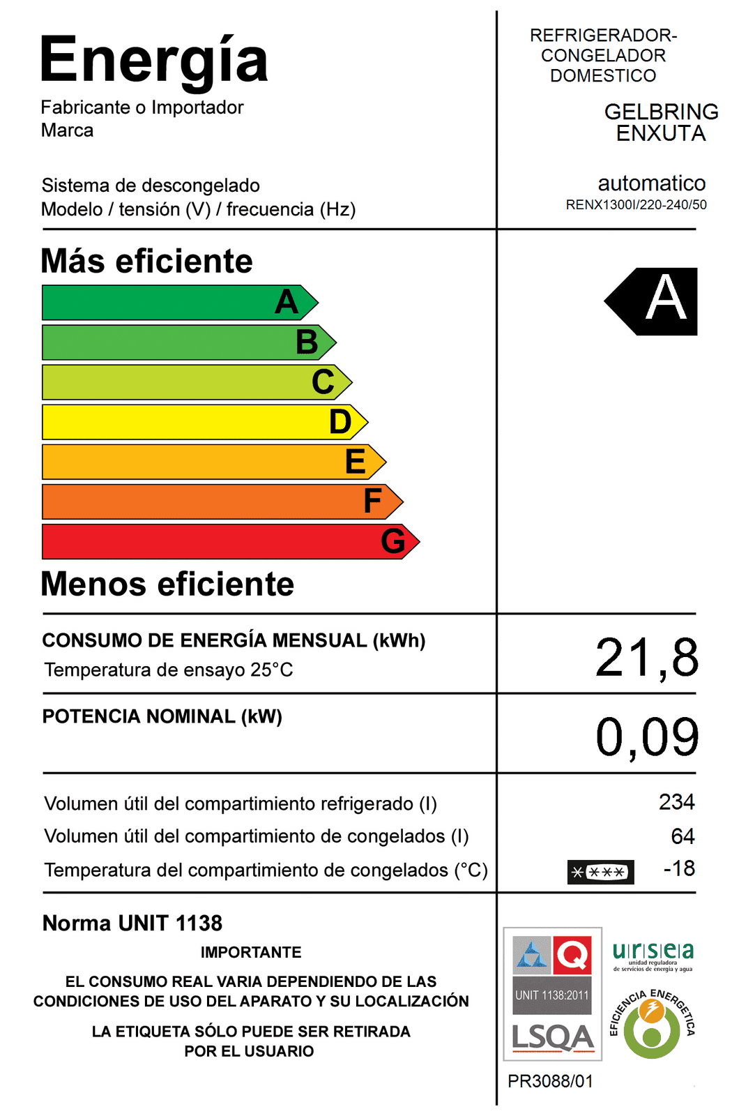 Refrigerador no frost Enxuta RENX1300I 298 L inverter