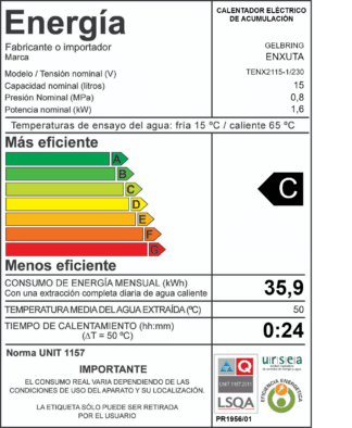 Termotanque de acero 15 litros cilíndrico | Enxuta TENX2115-1