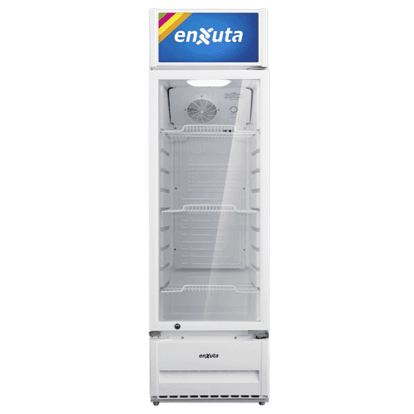 Vitrina comercial vertical Enxuta VENX9211 211 L cenefa LED puerta vidrio templado