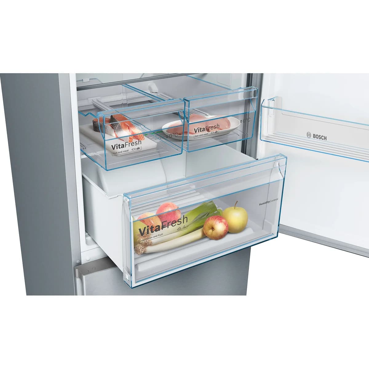 Heladera 326 L con freezer inferior Bosch KGN36VIEA, cajon vitafresh