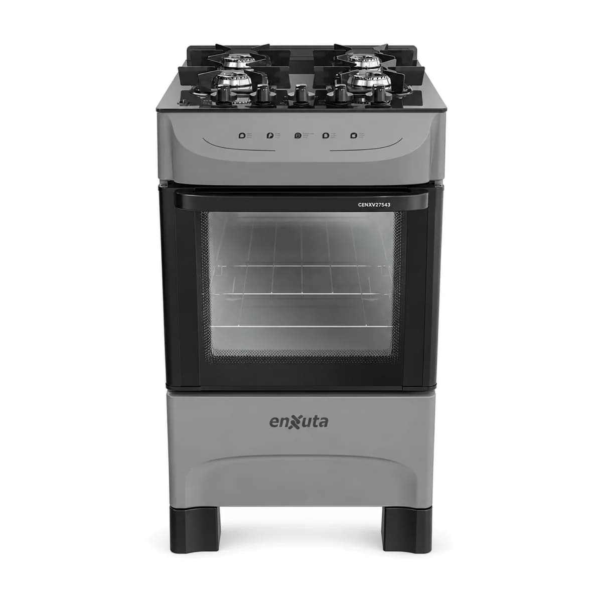 Cocina multigas 4 hornallas con mesada vidrio Enxuta CENXV27543T, vista frontal