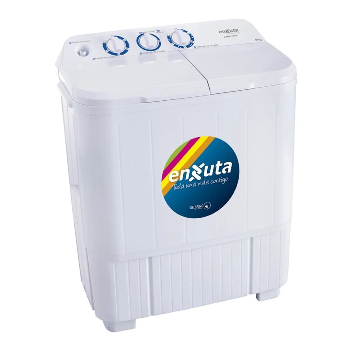 Lavarropas semi-automático carga superior 5 kg Enxuta LENX7500, vista frontal