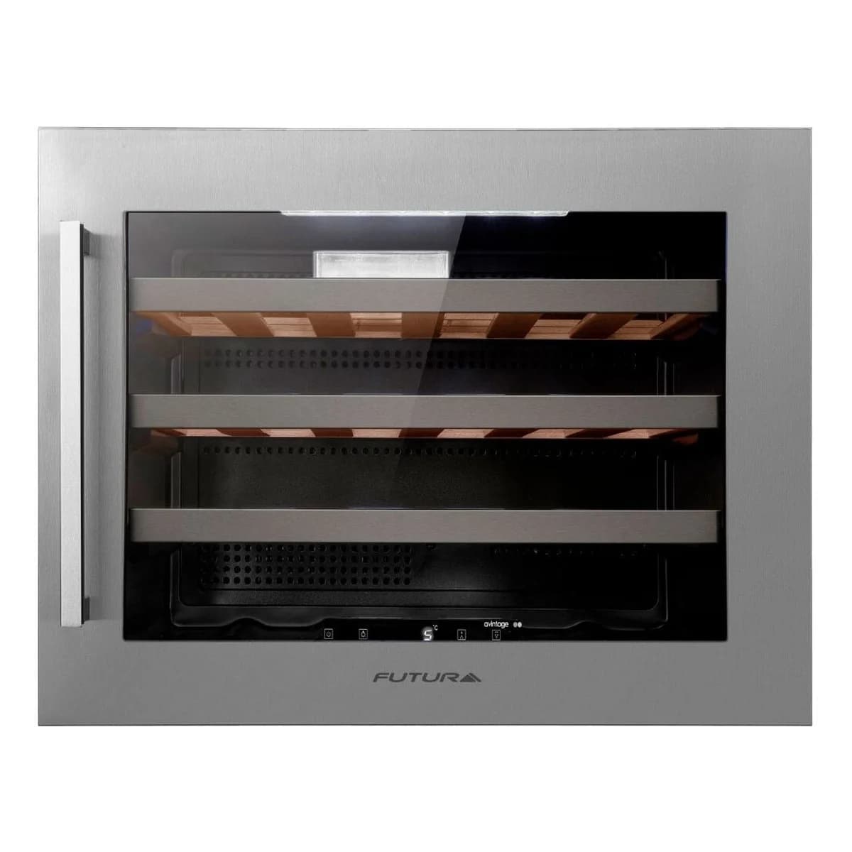 Vinoteca empotrable 22 botellas puerta acero inox