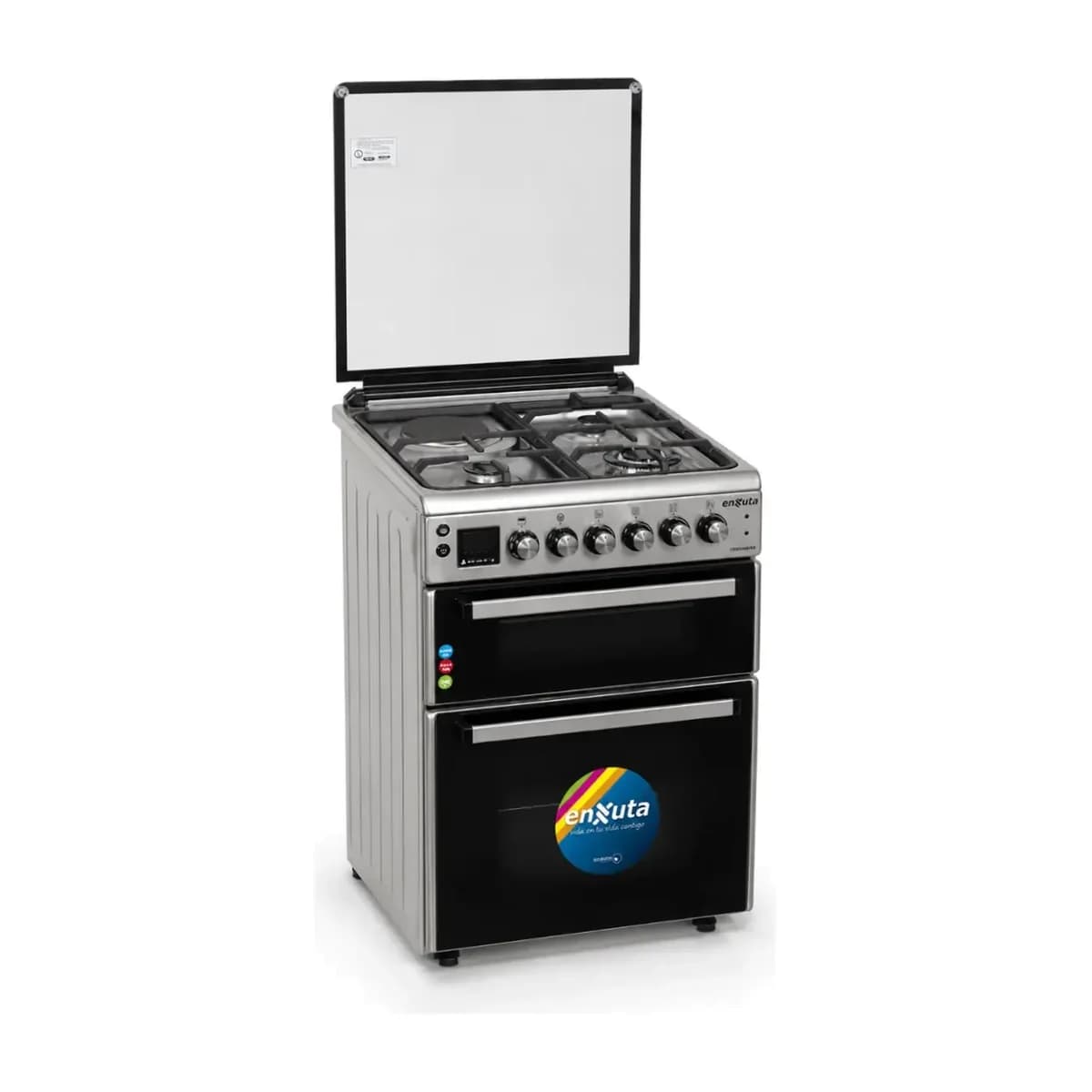 Cocina Doble Horno 3H + 1 Disco Eléctrico Inox Enxuta CENXDH6413I, vista frontal
