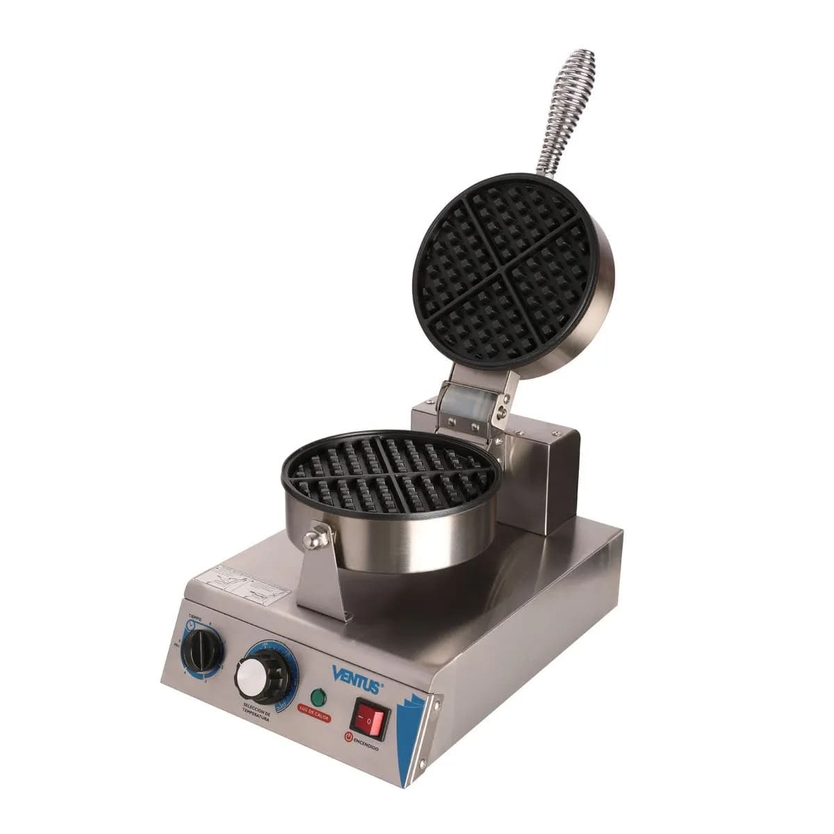 Waflera Eléctrica Redonda 1 Plato 18,5 cm | Ventus VWE-1S Abierta