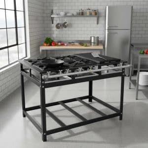 Anafe Industrial a Gas 4 Hornallas con Plancha | Kenok FBSE4B.819