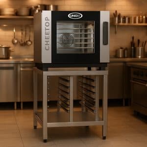 Base de acero con gavillar para horno Unox CHEFTOP 7 bandejas GN 1/1