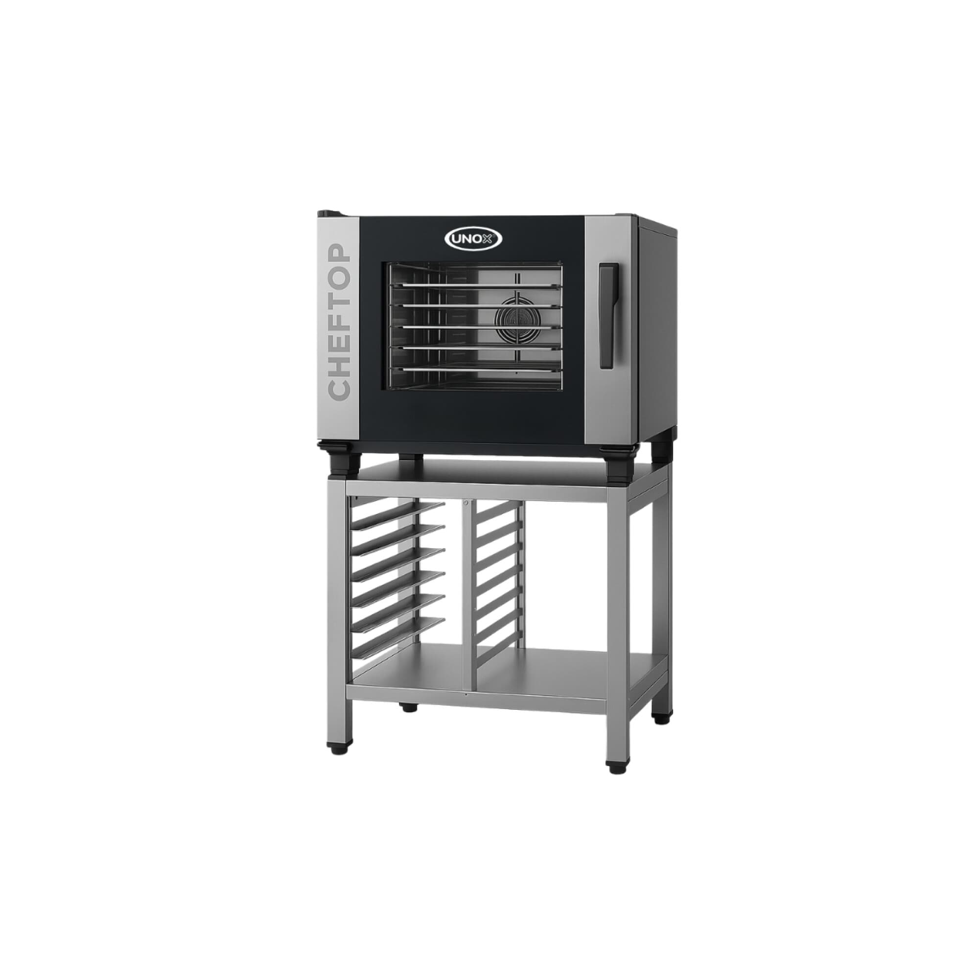 Base de acero con gavillar para horno Unox CHEFTOP 7 bandejas GN 1/1
