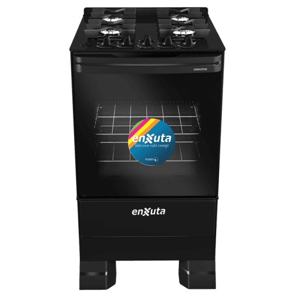 Cocina Enxuta supergas 4 hornallas negra CENXV27542NG