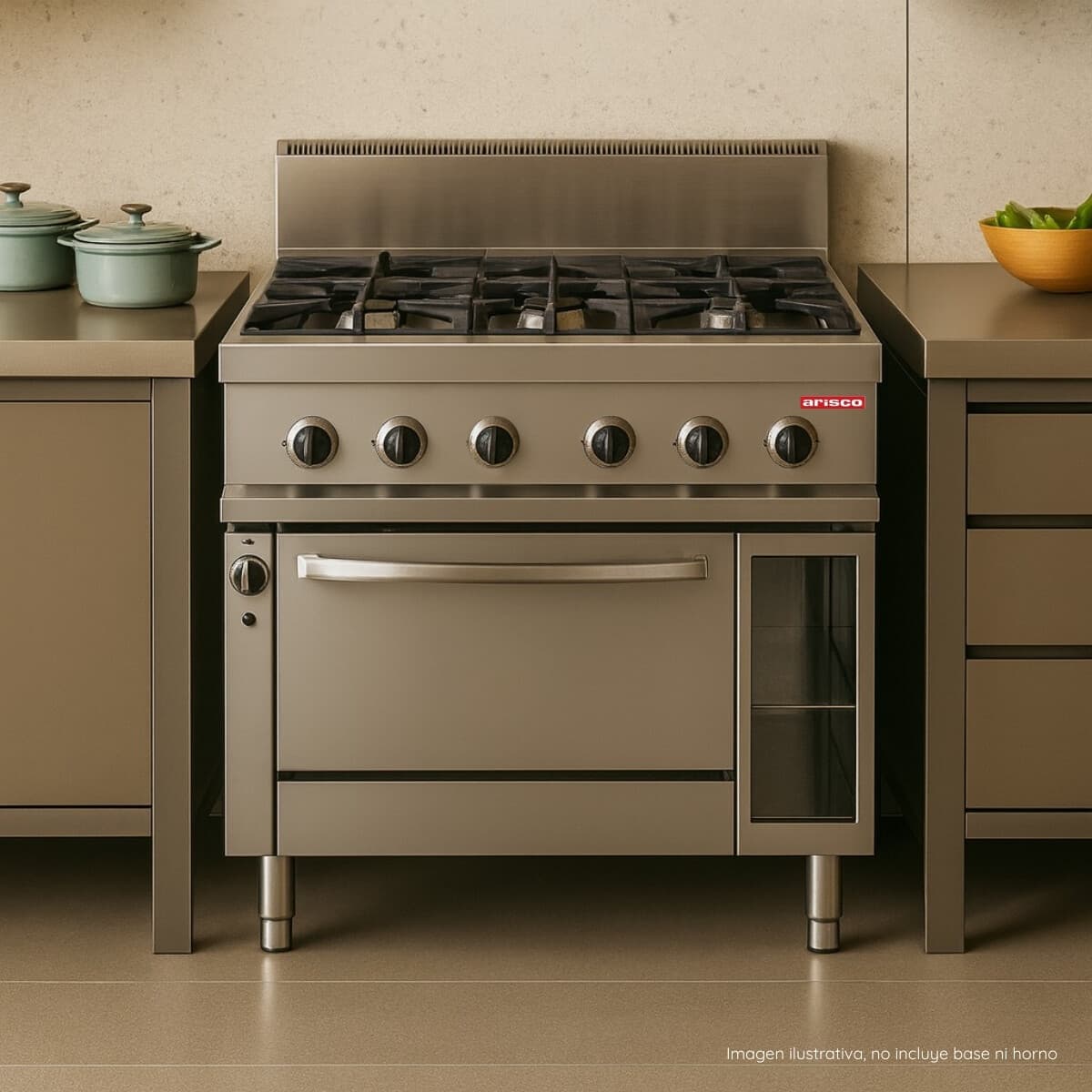 Anafe a gas 6 hornallas sin base 36 kW | Arisco GR731S