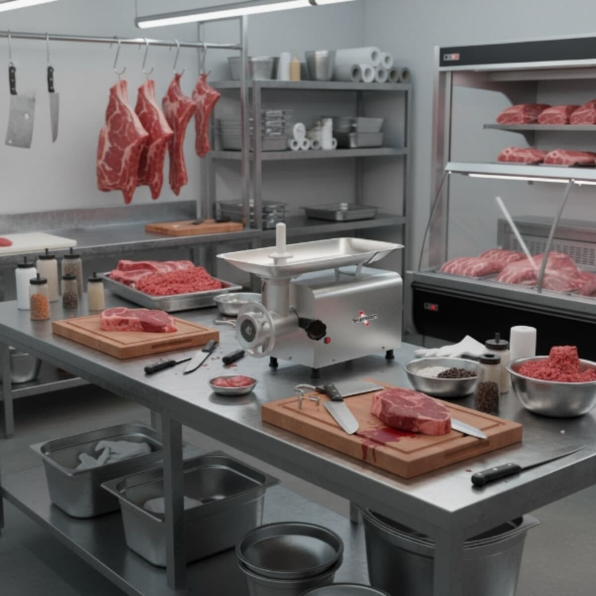 Picadora de carne buje 98 inoxidable con microswitch | Skymsen PSEE-98