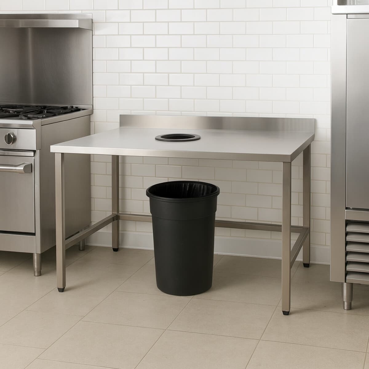 Mesada de desechos 140 cm acero inoxidable | Ventus VENEMD-1400D