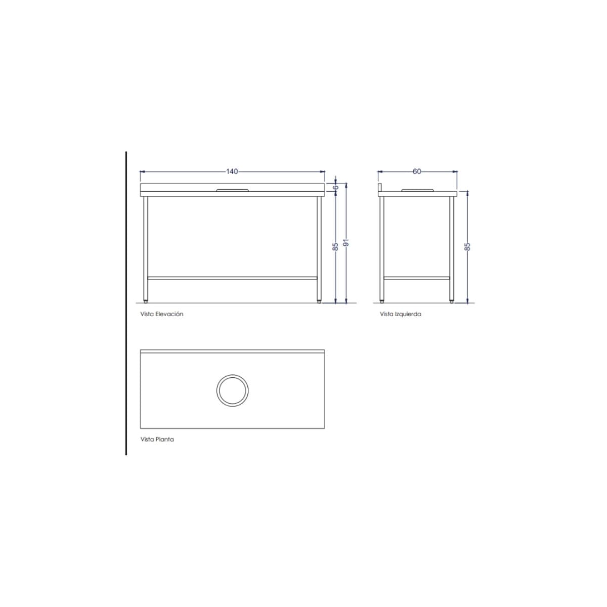 Mesada de desechos 140 cm acero inoxidable | Ventus VENEMD-1400D
