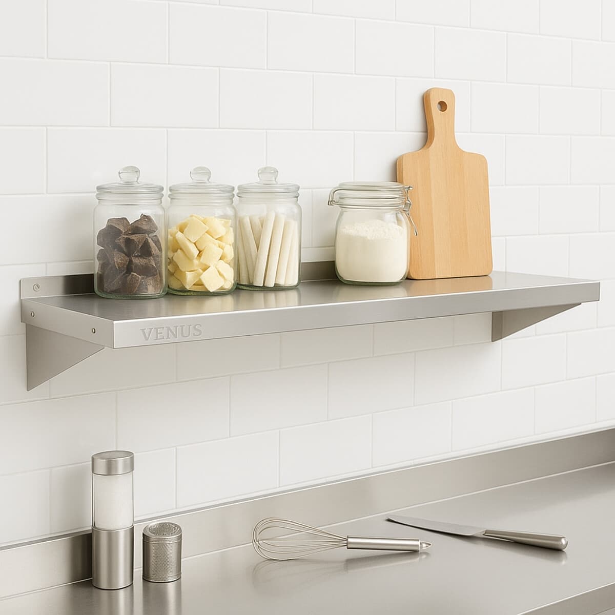 Estante mural de acero inoxidable 140 x 30 cm | Ventus VENEREP-140