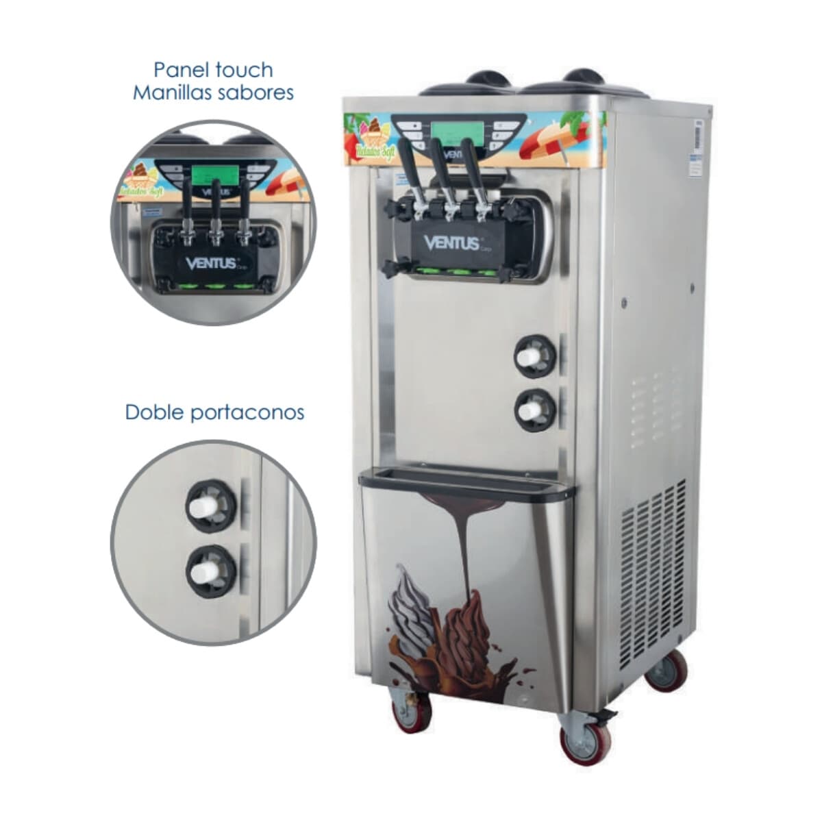Máquina de helado soft de pie 30 litros/hora | Ventus VSP-30