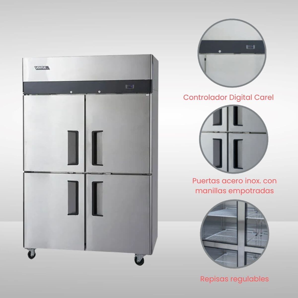 Heladera vertical 4 puertas 900 litros | Ventus VR4PS-1000