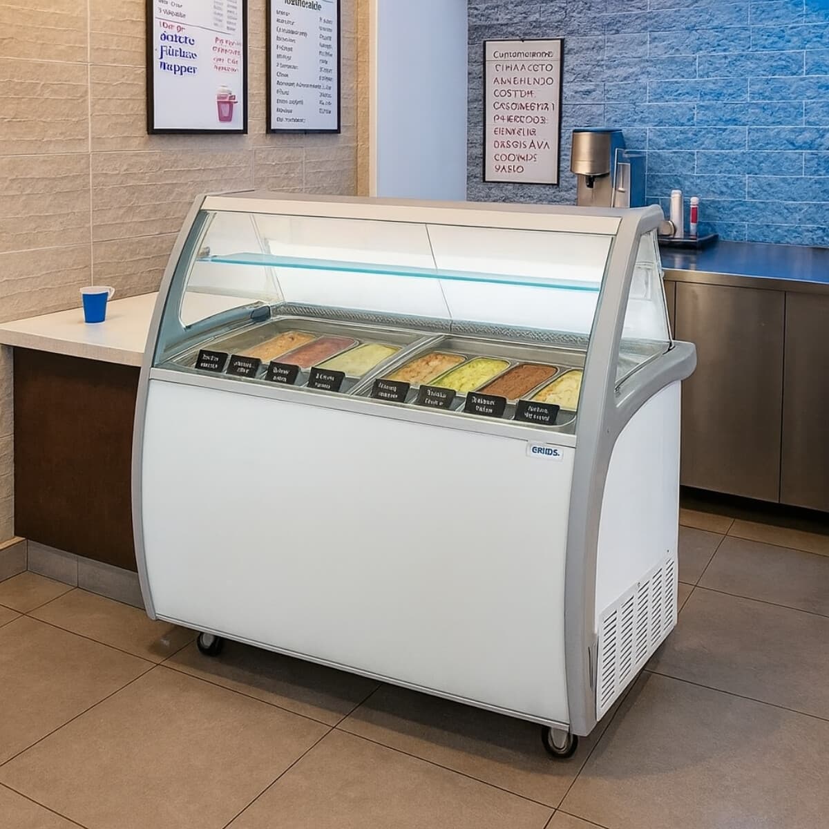 Vitrina exhibidora de helados 9 sabores con bodega | Ventus KATHY-9