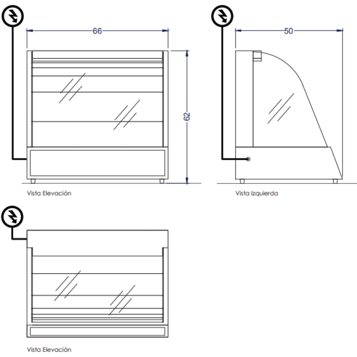Vitrina caliente curva de mesa 190 litros | Ventus VMCD-2