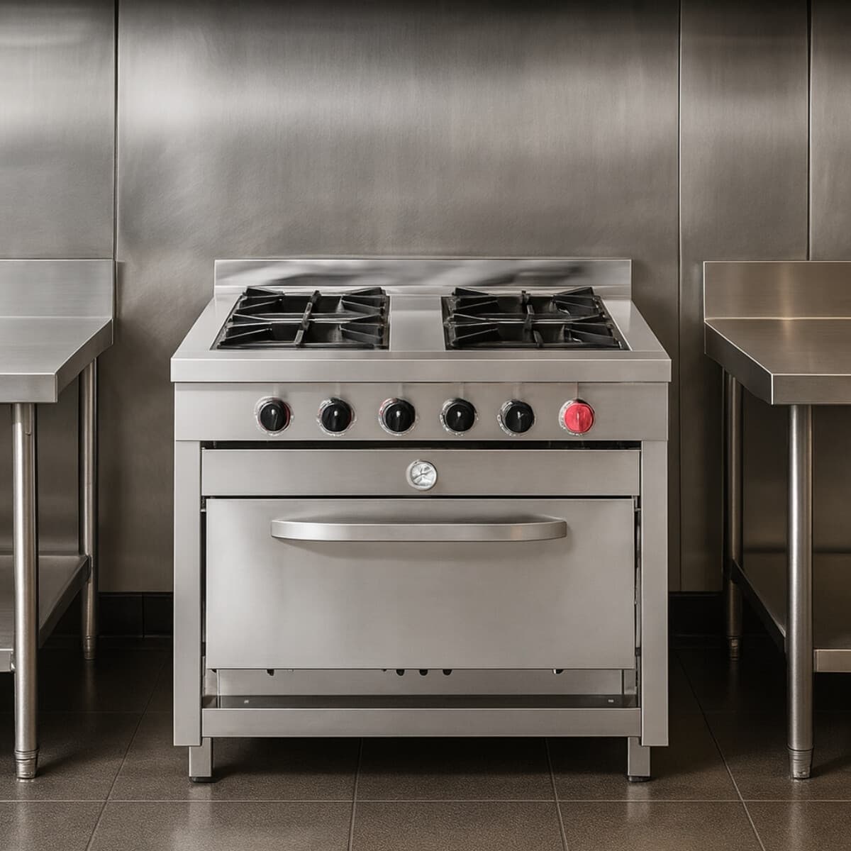 Cocina industrial 4 hornallas y horno a supergás | Ventus VCG-4AI