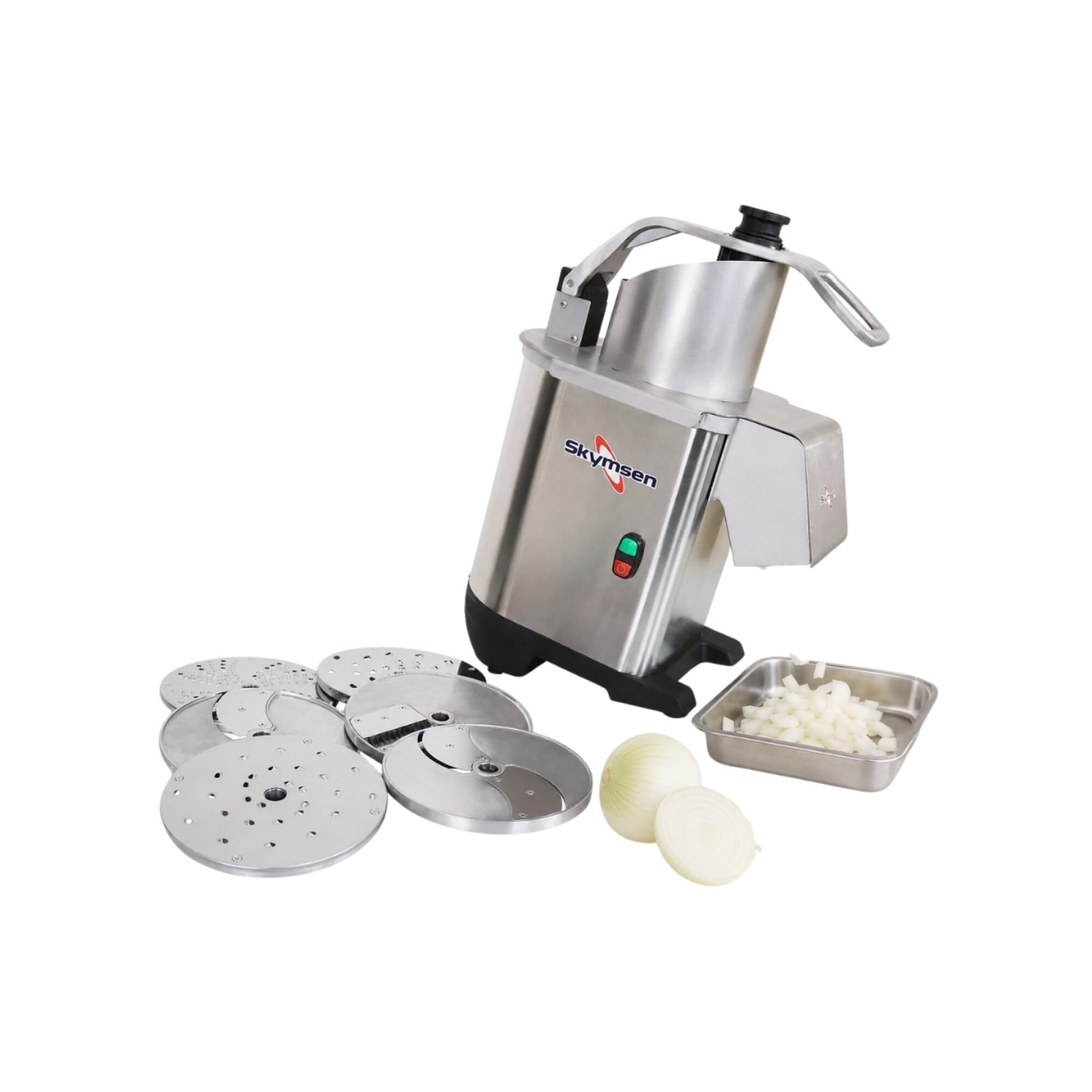 Procesadora de vegetales Skymsen PA7 PRO de acero inoxidable con 7 discos
