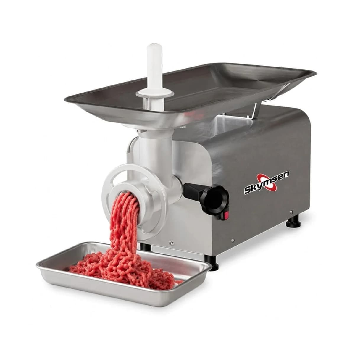 Picadora de carne buje 98 inoxidable con microswitch Skymsen PSEE-98, vista frontal