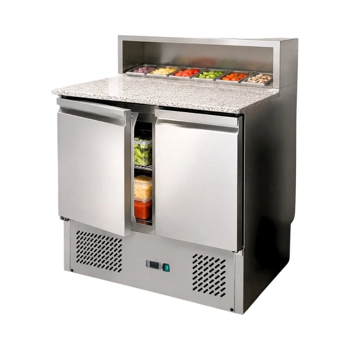 Heladera bajo mesada con topinera de mármol 2 puertas 240 litros Xing Xing GX-PS900-H6C, vista frontal
