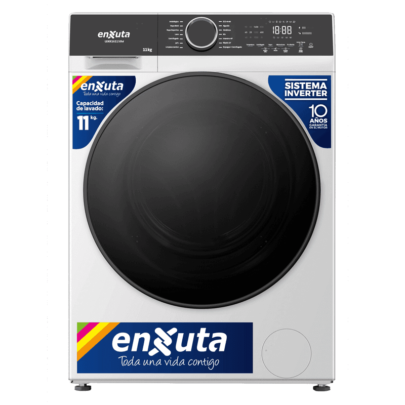 Lavarropas Enxuta LENX161150W de 11 kg carga frontal, frente, color blanco