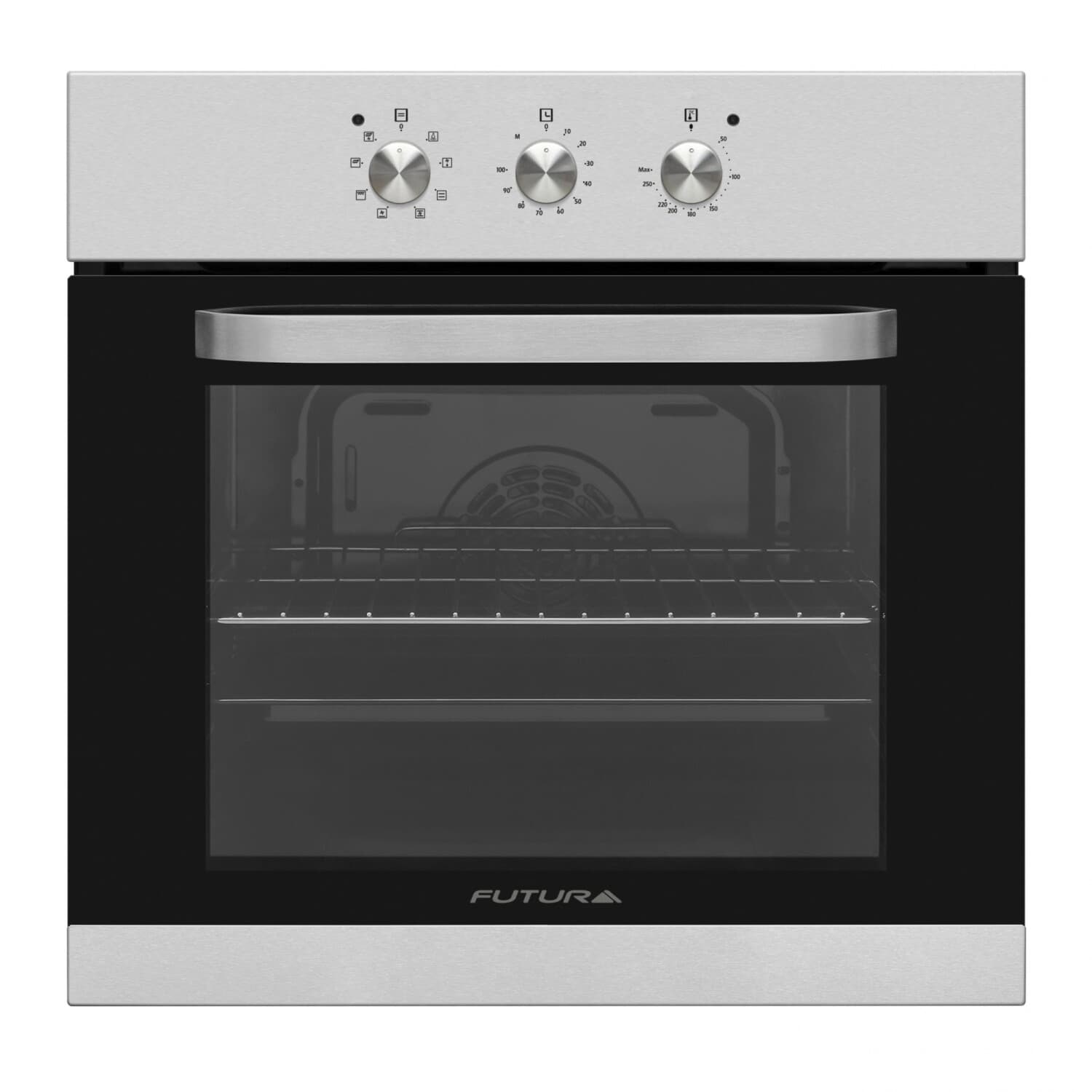 Horno eléctrico de empotrar Futura FUT-HE65CM de 65 litros con panel de acero inoxidable y tres perillas