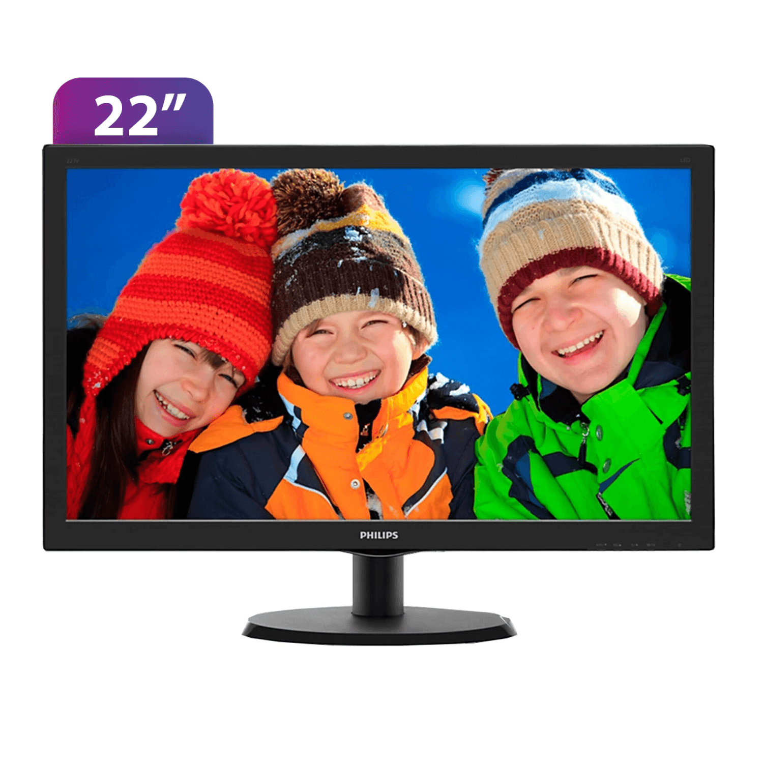 Monitor Philips 223V5LHSB255 de 22 pulgadas con imagen de tres chicos