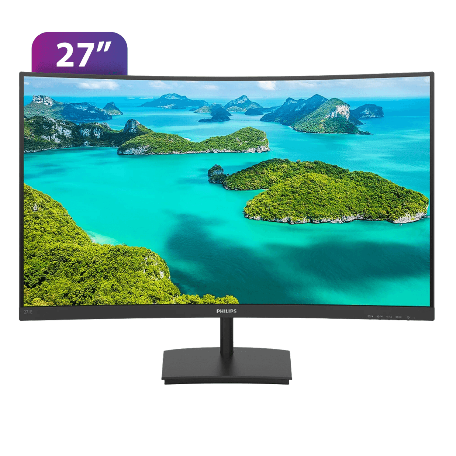 Monitor curvo Philips 271E1SCA55 de 27 pulgadas con paisaje de islas
