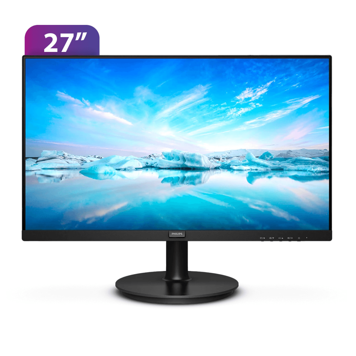 Monitor Philips 272V8LA55 de 27 pulgadas con paisaje de hielo en pantalla